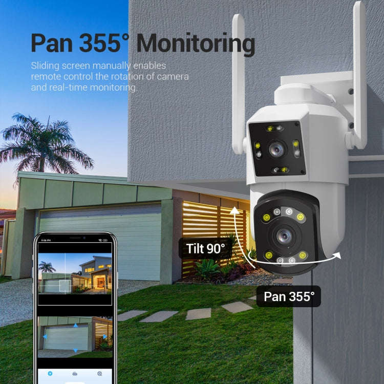 ESCAM PT210 2x3MP Dual Lens Dual Screen Monitor WiFi Camera Support Two-way Voice & Motion Detect...