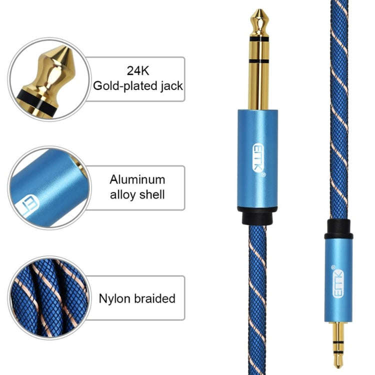 EMK 3.5mm Jack Male to 6.35mm Jack Male Gold Plated Connector Nylon Braid AUX Cable for Computer ...