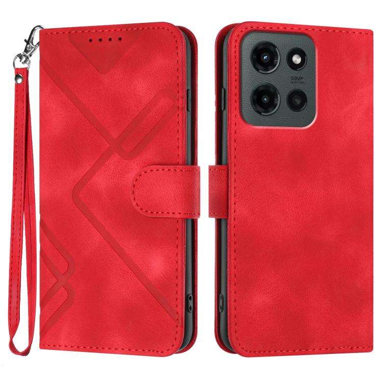 For Motorola Moto G Stylus 5G 2025 Line Pattern Skin Feel Leather Phone Case(Red)
