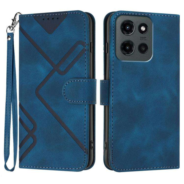 For Motorola Moto G Stylus 5G 2025 Line Pattern Skin Feel Leather Phone Case(Royal Blue)