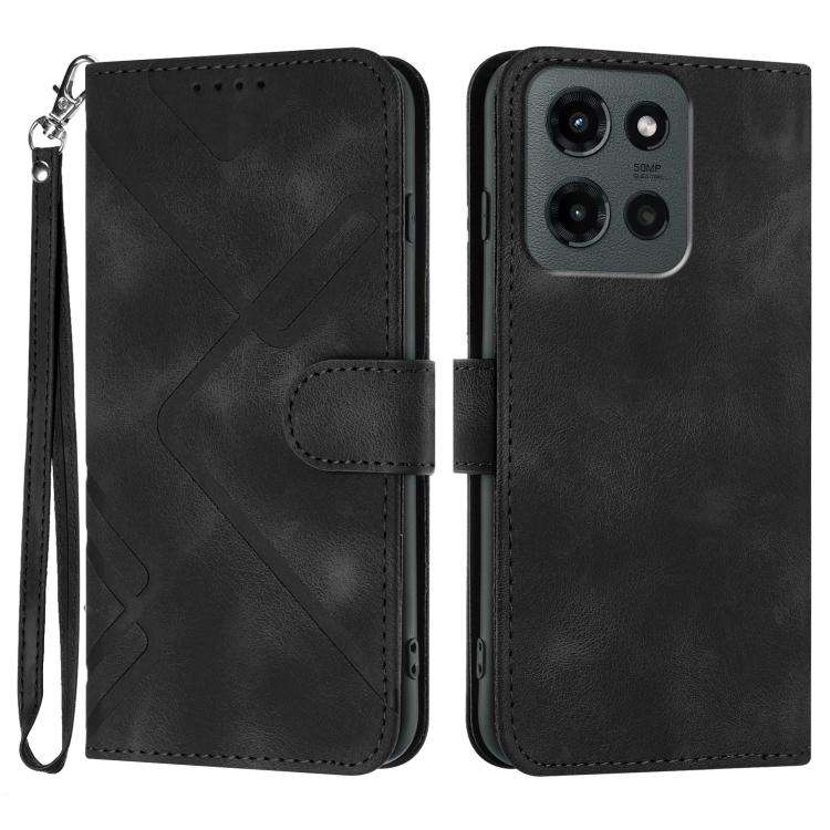 For Motorola Moto G Stylus 5G 2025 Line Pattern Skin Feel Leather Phone Case(Black)