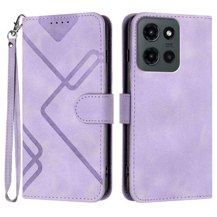 For Motorola Moto G Stylus 5G 2025 Line Pattern Skin Feel Leather Phone Case(Light Purple)