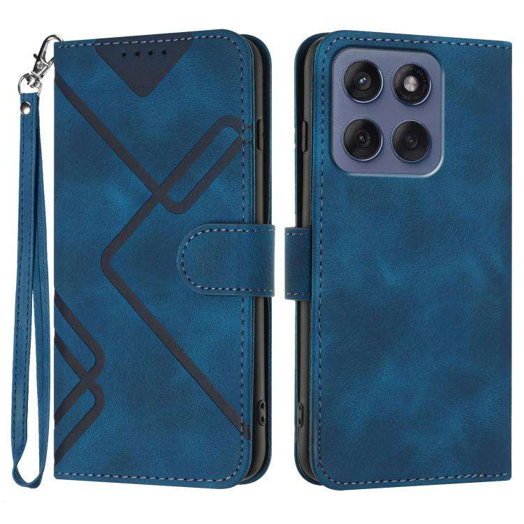 For Motorola Edge 60 Fusion / Edge 5G 2025 Line Pattern Skin Feel Leather Phone Case(Royal Blue)