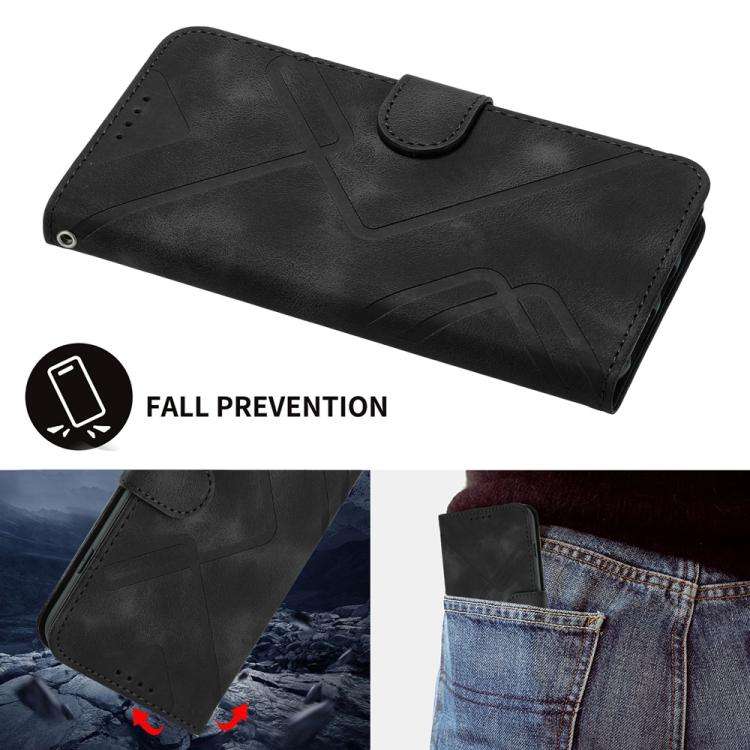 For Motorola Edge 60 Fusion / Edge 5G 2025 Line Pattern Skin Feel Leather Phone Case(Black)