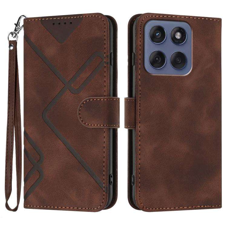 For Motorola Edge 60 Fusion / Edge 5G 2025 Line Pattern Skin Feel Leather Phone Case(Coffee)