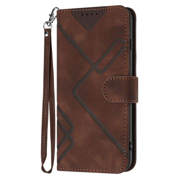 For Motorola Edge 60 Fusion / Edge 5G 2025 Line Pattern Skin Feel Leather Phone Case(Coffee)