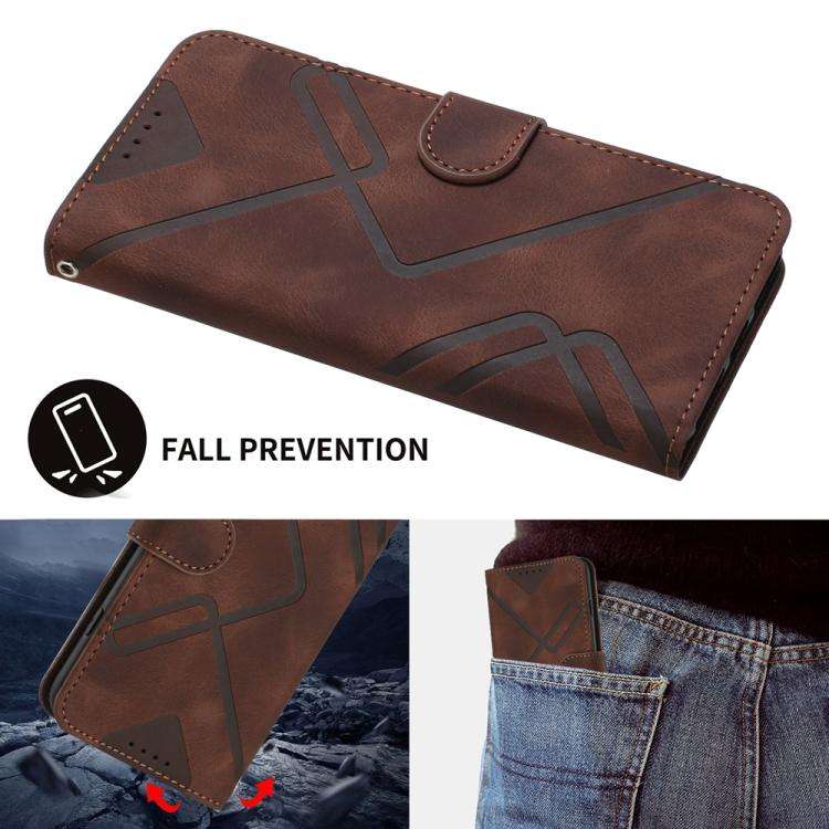 For Motorola Edge 60 Fusion / Edge 5G 2025 Line Pattern Skin Feel Leather Phone Case(Coffee)