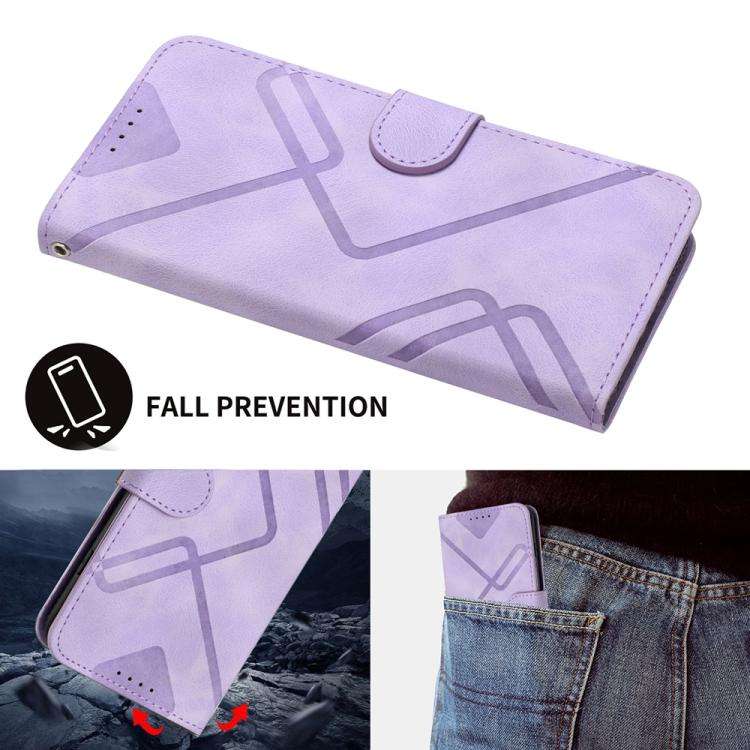 For Motorola Edge 60 Fusion / Edge 5G 2025 Line Pattern Skin Feel Leather Phone Case(Light Purple)