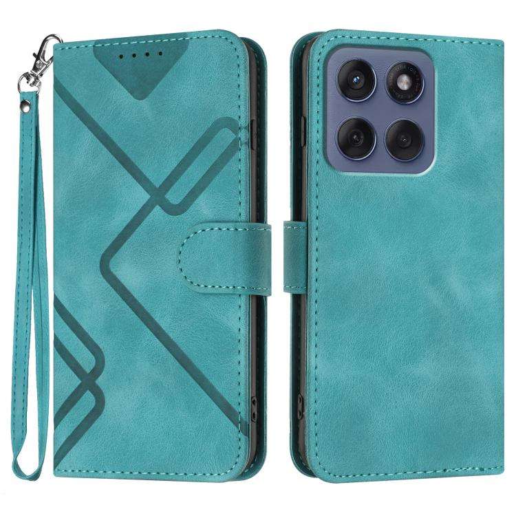 For Motorola Edge 60 Fusion / Edge 5G 2025 Line Pattern Skin Feel Leather Phone Case(Light Blue)