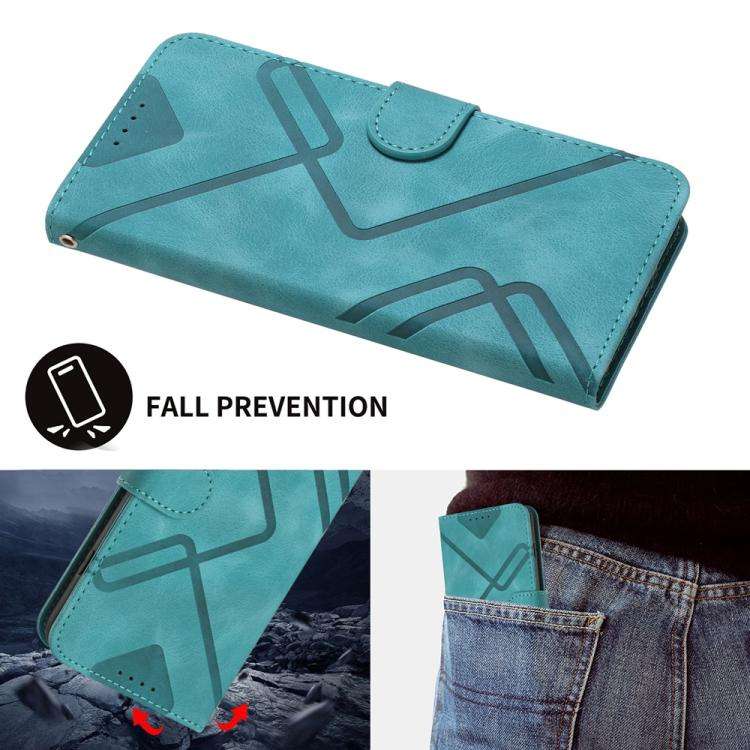 For Motorola Edge 60 Fusion / Edge 5G 2025 Line Pattern Skin Feel Leather Phone Case(Light Blue)