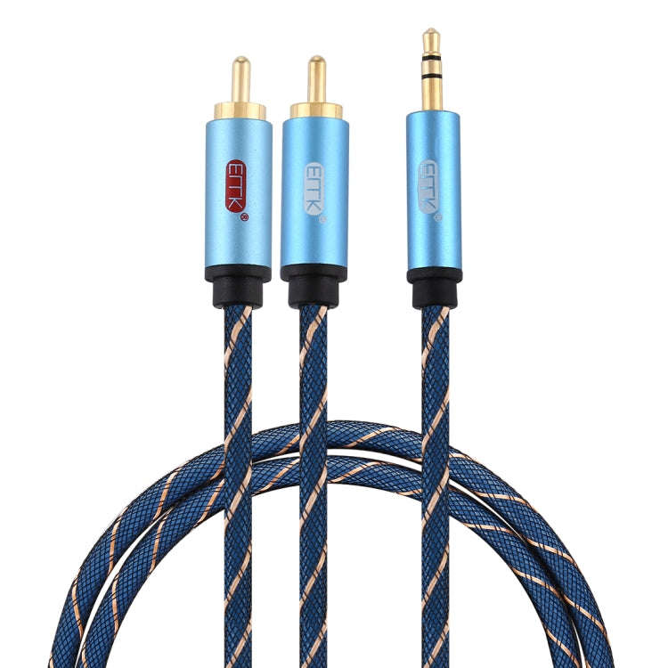 EMK 3.5mm Jack Male to 2 x RCA Male Gold Plated Connector Speaker Audio Cable, Cable Length:1m(Da...