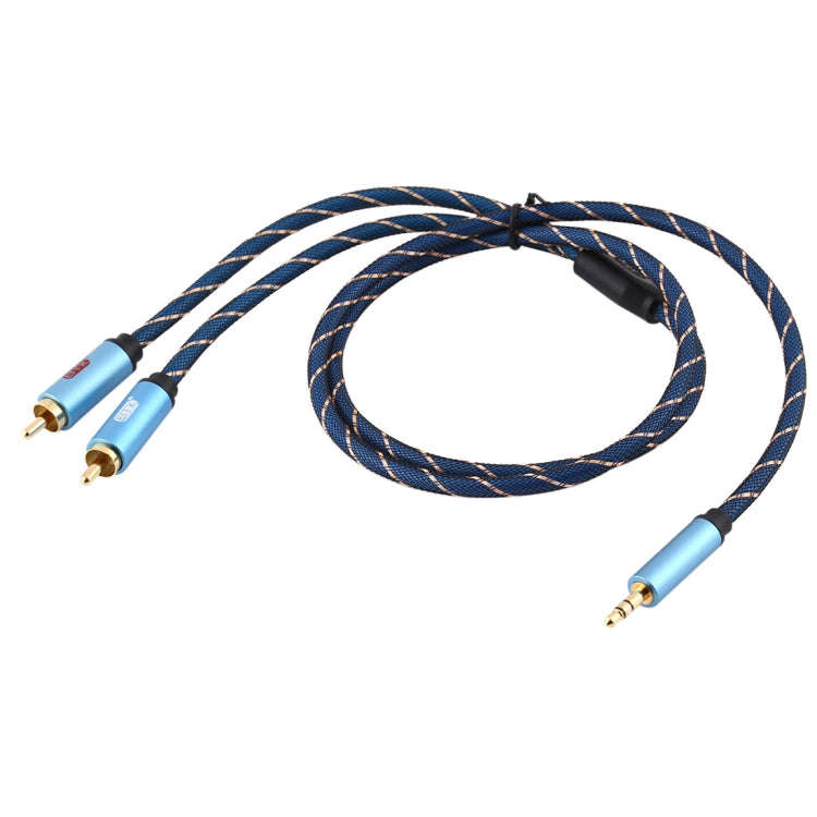 EMK 3.5mm Jack Male to 2 x RCA Male Gold Plated Connector Speaker Audio Cable, Cable Length:1m(Da...