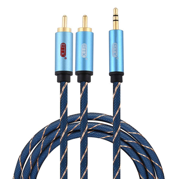 EMK 3.5mm Jack Male to 2 x RCA Male Gold Plated Connector Speaker Audio Cable, Cable Length:1.5m(...