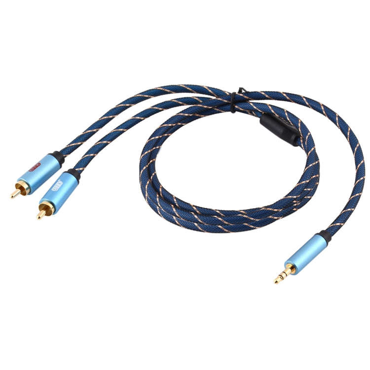 EMK 3.5mm Jack Male to 2 x RCA Male Gold Plated Connector Speaker Audio Cable, Cable Length:2m(Da...