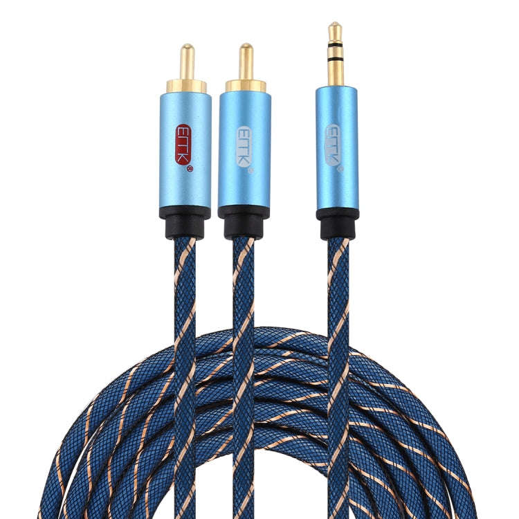 EMK 3.5mm Jack Male to 2 x RCA Male Gold Plated Connector Speaker Audio Cable, Cable Length:3m(Da...