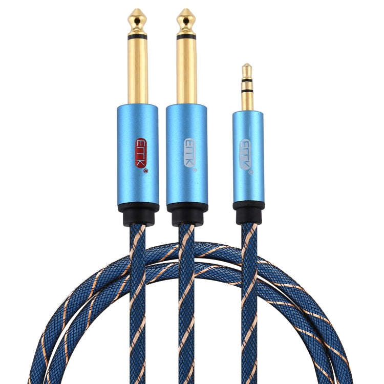 EMK 3.5mm Jack Male to 2 x 6.35mm Jack Male Gold Plated Connector Nylon Braid AUX Cable for Compu...
