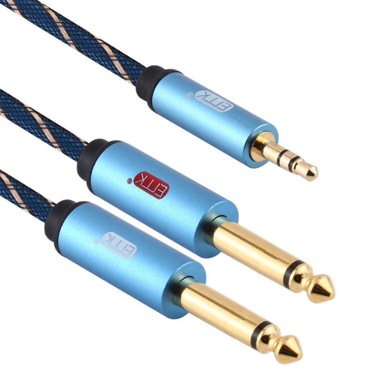 EMK 3.5mm Jack Male to 2 x 6.35mm Jack Male Gold Plated Connector Nylon Braid AUX Cable for Compu...
