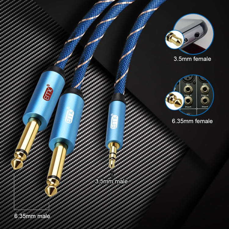 EMK 3.5mm Jack Male to 2 x 6.35mm Jack Male Gold Plated Connector Nylon Braid AUX Cable for Compu...