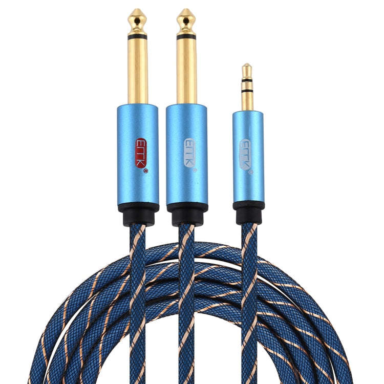 EMK 3.5mm Jack Male to 2 x 6.35mm Jack Male Gold Plated Connector Nylon Braid AUX Cable for Compu...