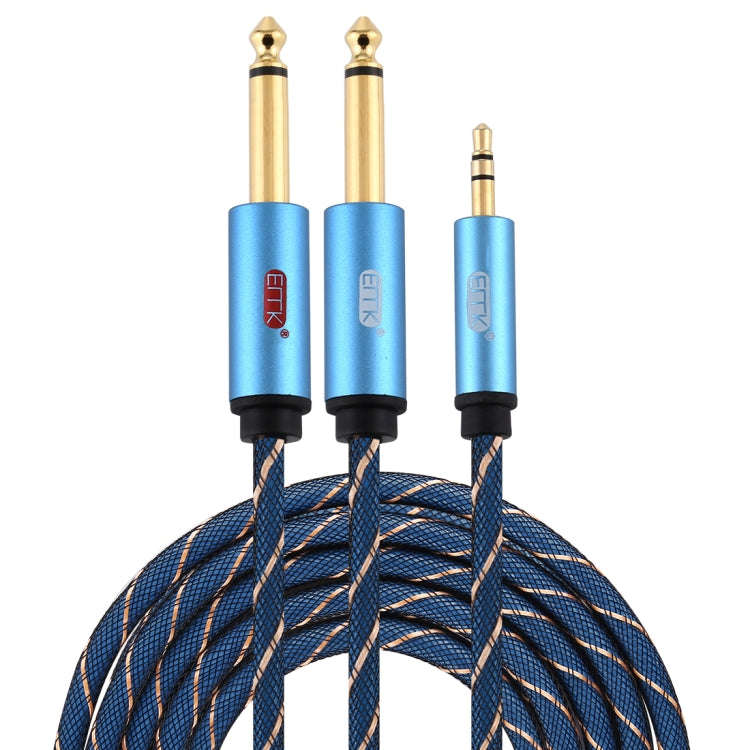 EMK 3.5mm Jack Male to 2 x 6.35mm Jack Male Gold Plated Connector Nylon Braid AUX Cable for Compu...