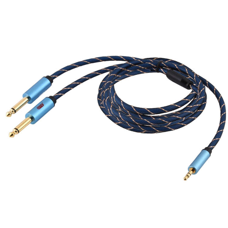 EMK 3.5mm Jack Male to 2 x 6.35mm Jack Male Gold Plated Connector Nylon Braid AUX Cable for Compu...