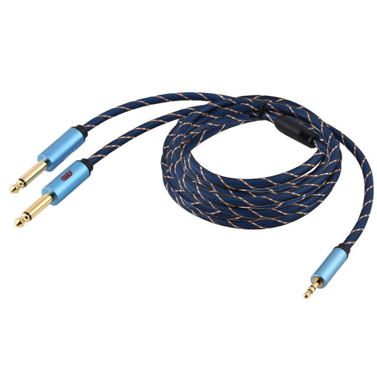EMK 3.5mm Jack Male to 2 x 6.35mm Jack Male Gold Plated Connector Nylon Braid AUX Cable for Compu...