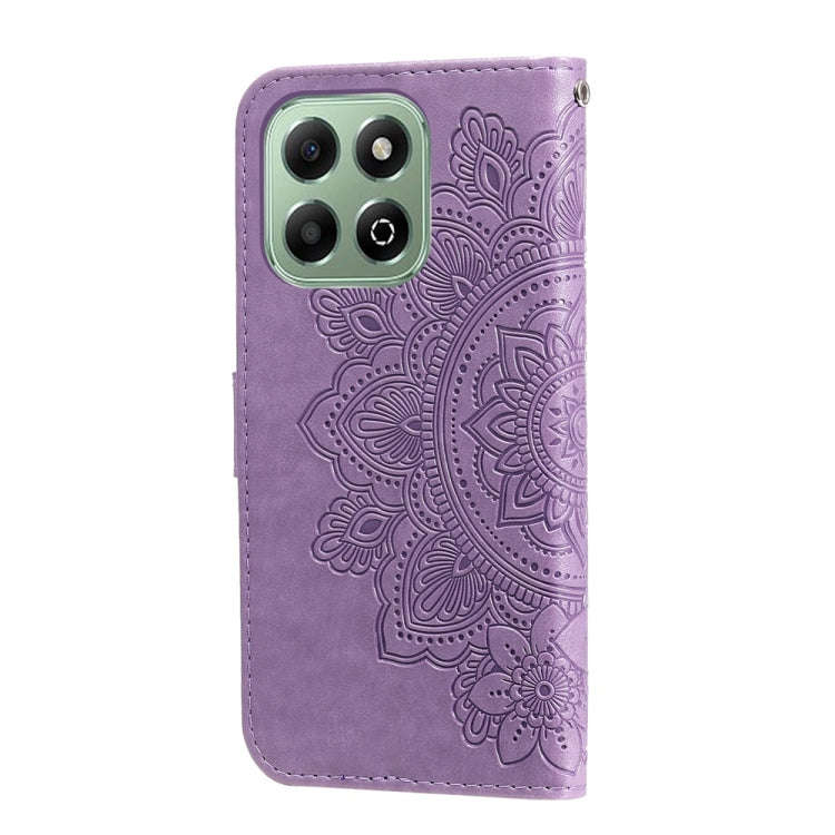 For Honor X6b Seven-petal Flowers Embossing Leather Phone Case(Light Purple)