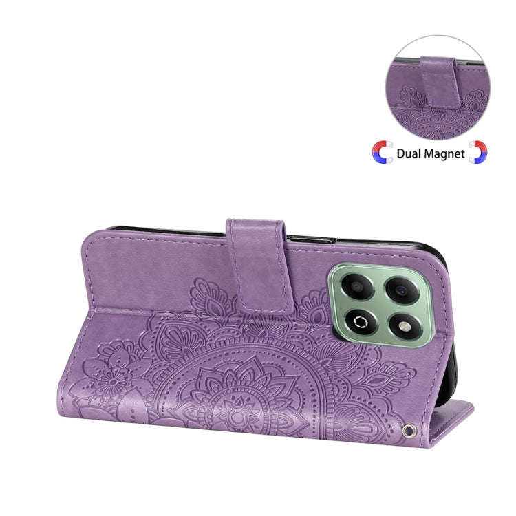 For Honor X6b Seven-petal Flowers Embossing Leather Phone Case(Light Purple)