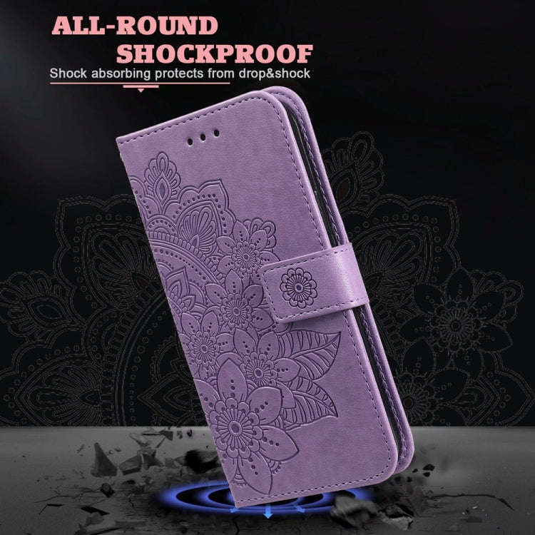 For Honor X6b Seven-petal Flowers Embossing Leather Phone Case(Light Purple)