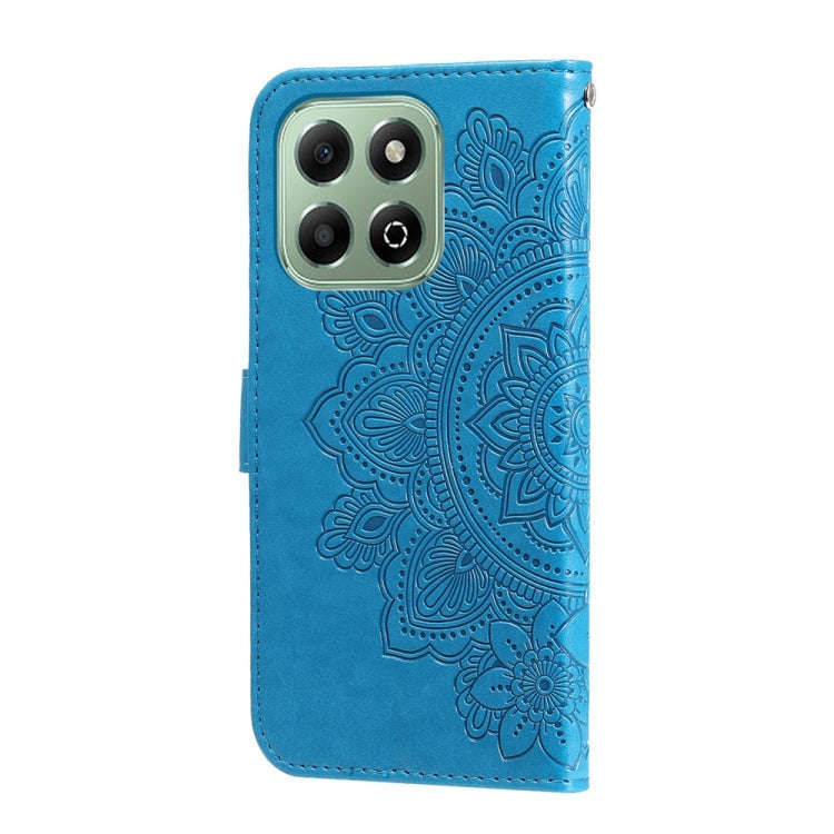 For Honor X6b Seven-petal Flowers Embossing Leather Phone Case(Blue)