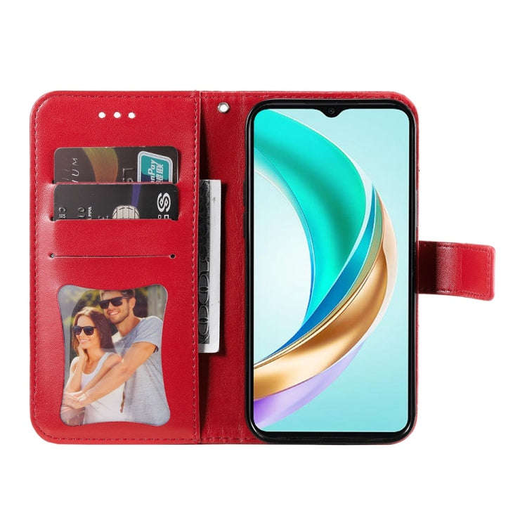 For Honor X6b Seven-petal Flowers Embossing Leather Phone Case(Red)
