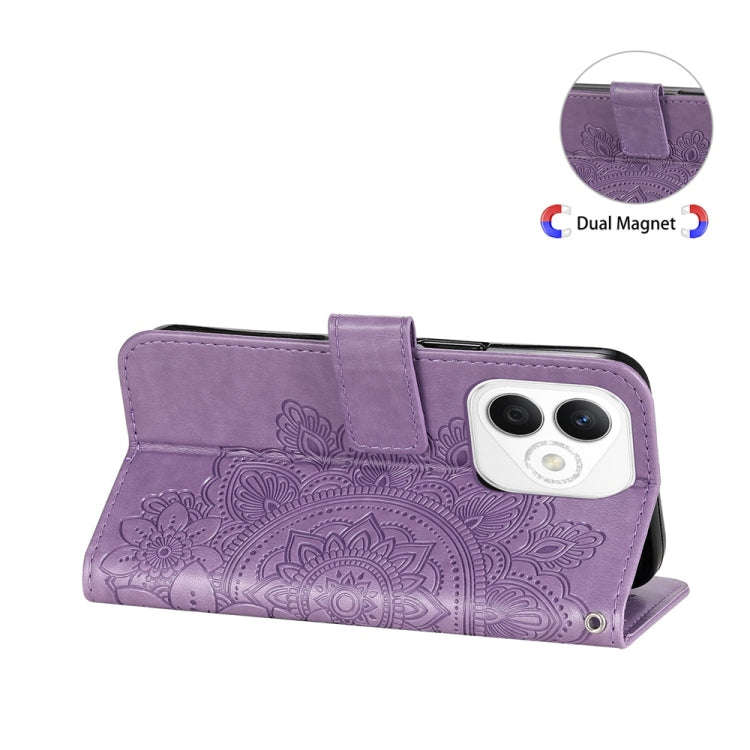 For Honor X60i Seven-petal Flowers Embossing Leather Phone Case(Light Purple)