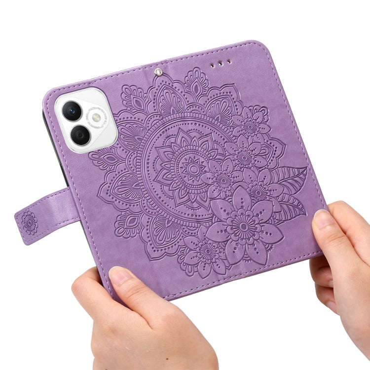 For Honor X60i Seven-petal Flowers Embossing Leather Phone Case(Light Purple)