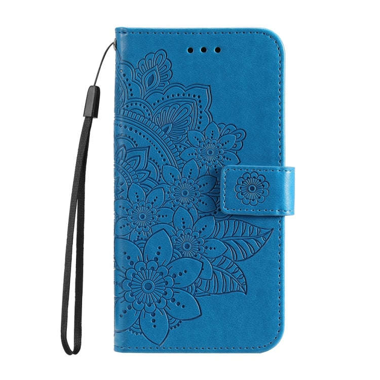 For Honor X60i Seven-petal Flowers Embossing Leather Phone Case(Blue)