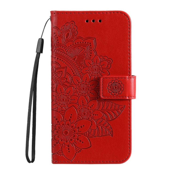 For Honor X60i Seven-petal Flowers Embossing Leather Phone Case(Red)
