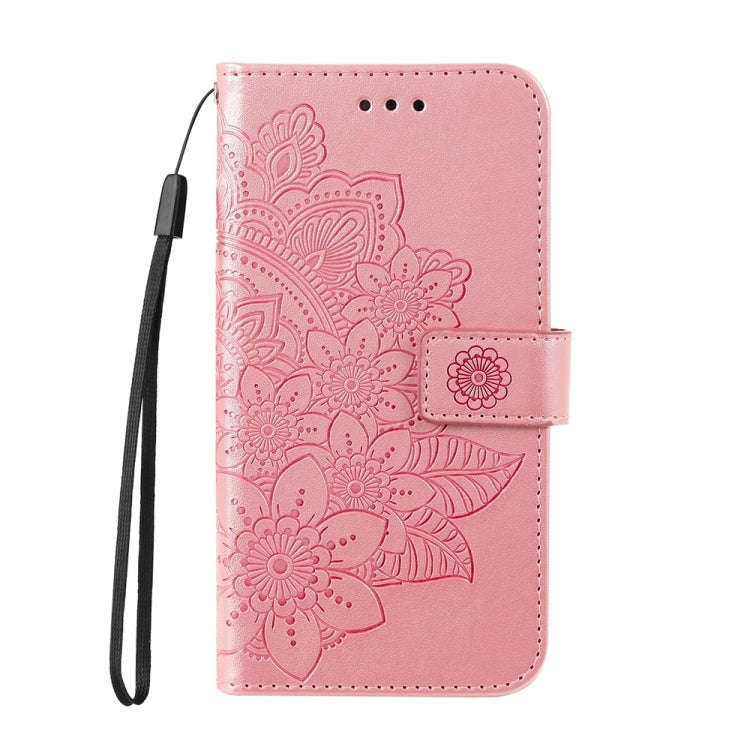 For Honor X60i Seven-petal Flowers Embossing Leather Phone Case(Rose Gold)
