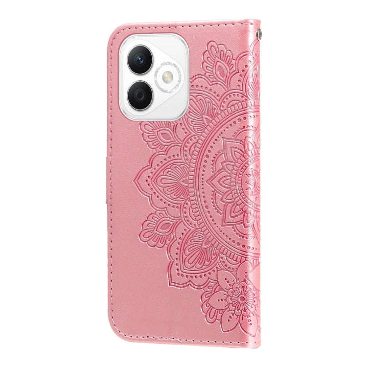 For Honor X60i Seven-petal Flowers Embossing Leather Phone Case(Rose Gold)
