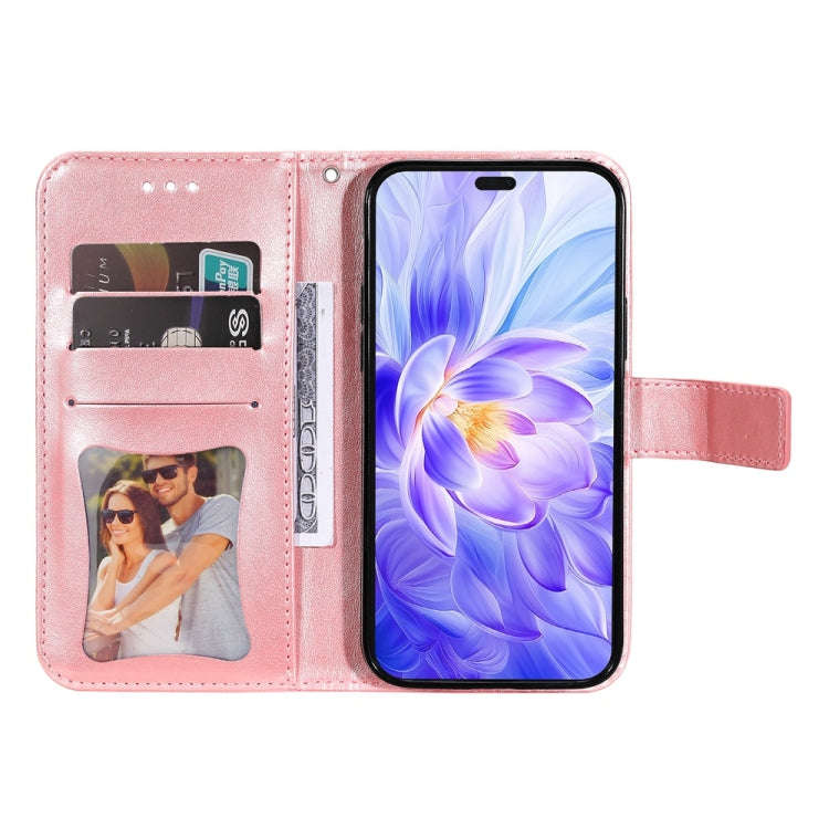 For Honor X60i Seven-petal Flowers Embossing Leather Phone Case(Rose Gold)