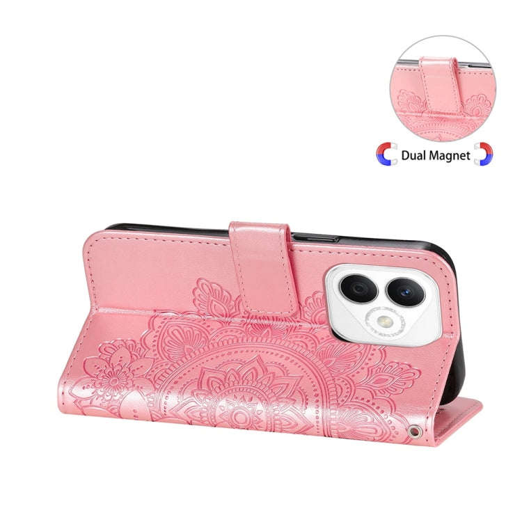 For Honor X60i Seven-petal Flowers Embossing Leather Phone Case(Rose Gold)
