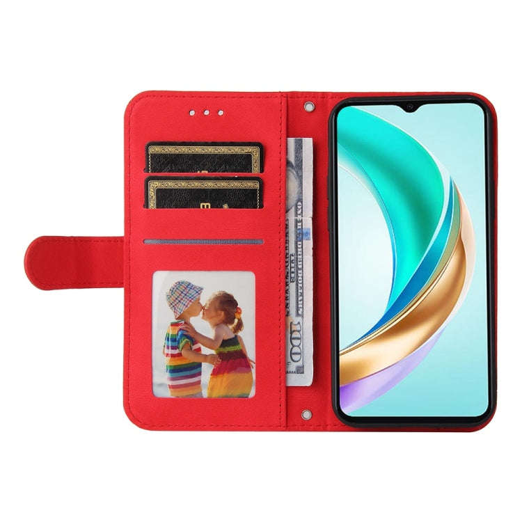 For Honor X6b Skin Feel Life Tree Metal Button Leather Phone Case(Red)
