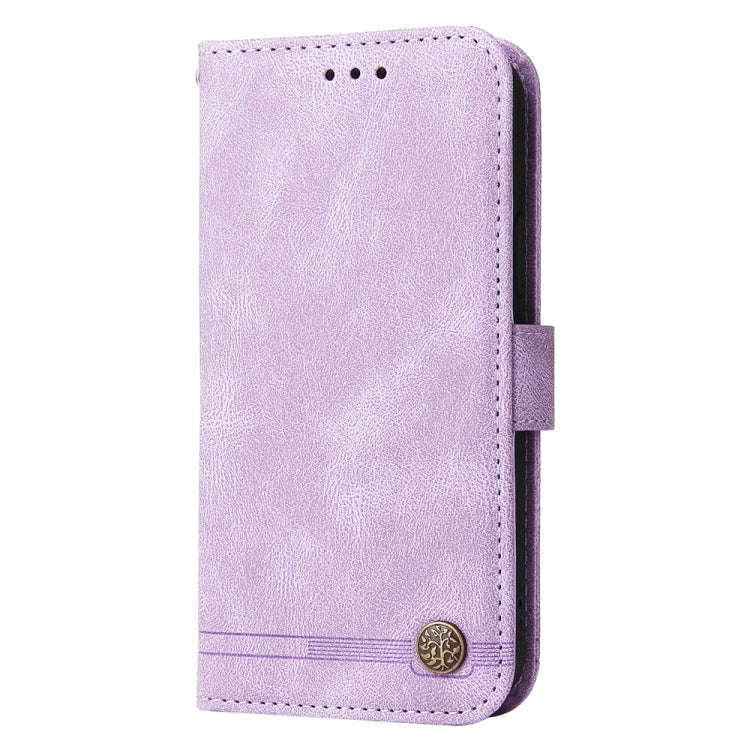 For Honor X6b Skin Feel Life Tree Metal Button Leather Phone Case(Purple)