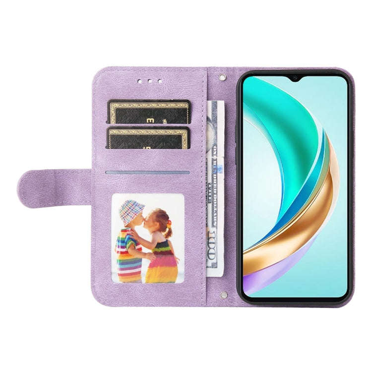 For Honor X6b Skin Feel Life Tree Metal Button Leather Phone Case(Purple)