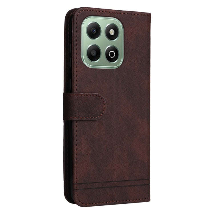 For Honor X6b Skin Feel Life Tree Metal Button Leather Phone Case(Brown)