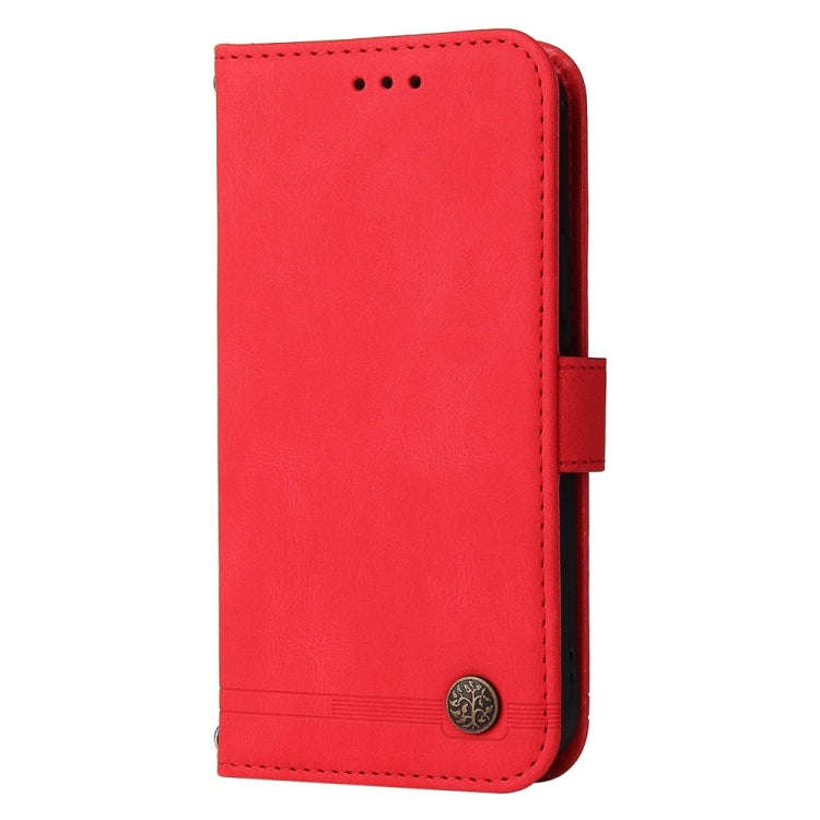 For Honor X60i Skin Feel Life Tree Metal Button Leather Phone Case(Red)