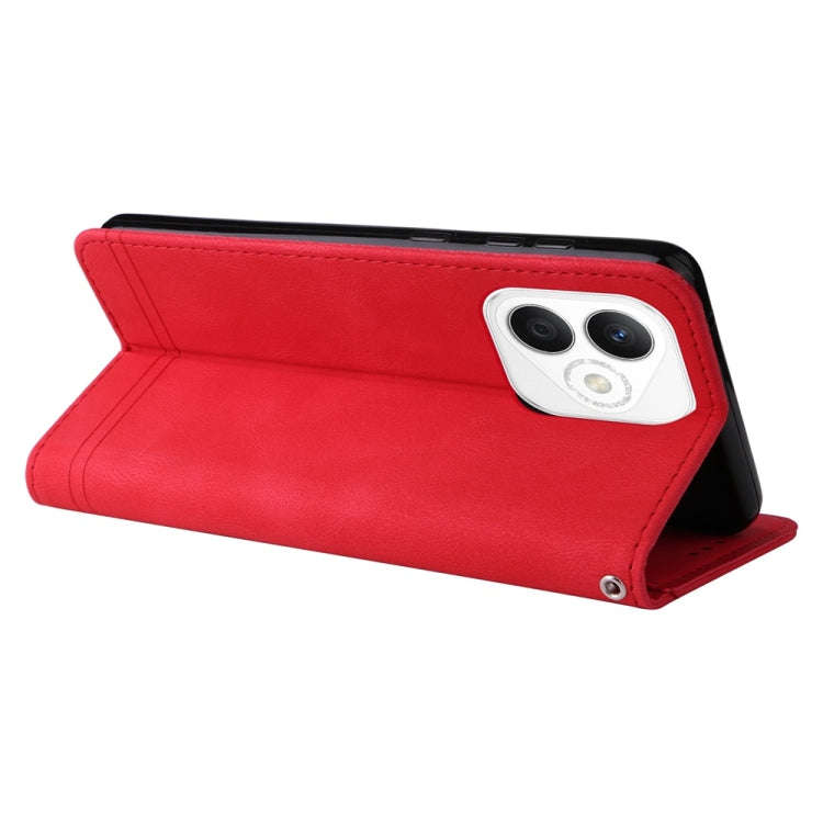For Honor X60i Skin Feel Life Tree Metal Button Leather Phone Case(Red)