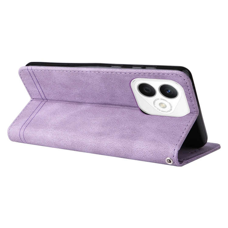 For Honor X60i Skin Feel Life Tree Metal Button Leather Phone Case(Purple)