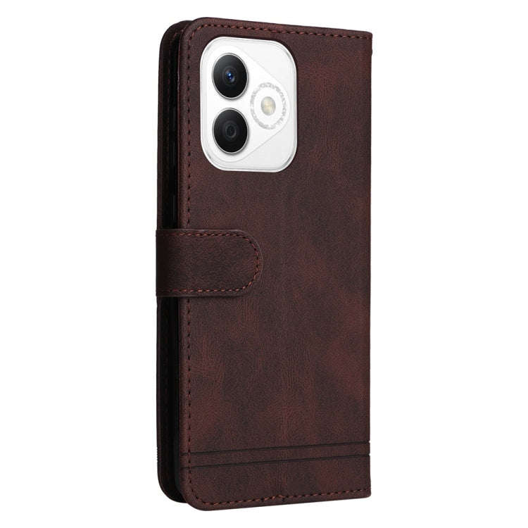 For Honor X60i Skin Feel Life Tree Metal Button Leather Phone Case(Brown)