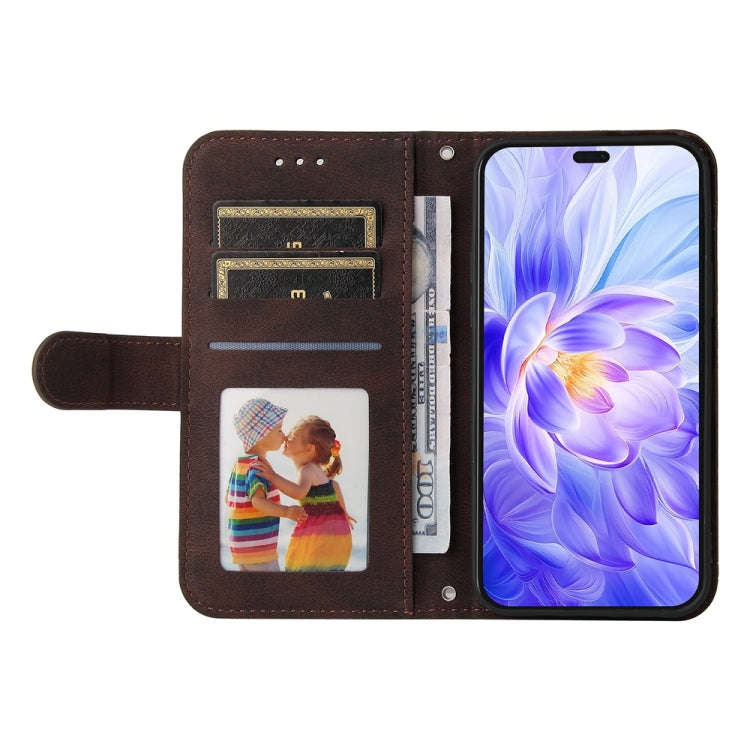 For Honor X60i Skin Feel Life Tree Metal Button Leather Phone Case(Brown)
