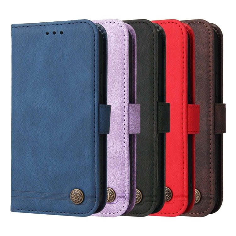For Honor X60i Skin Feel Life Tree Metal Button Leather Phone Case(Red)
