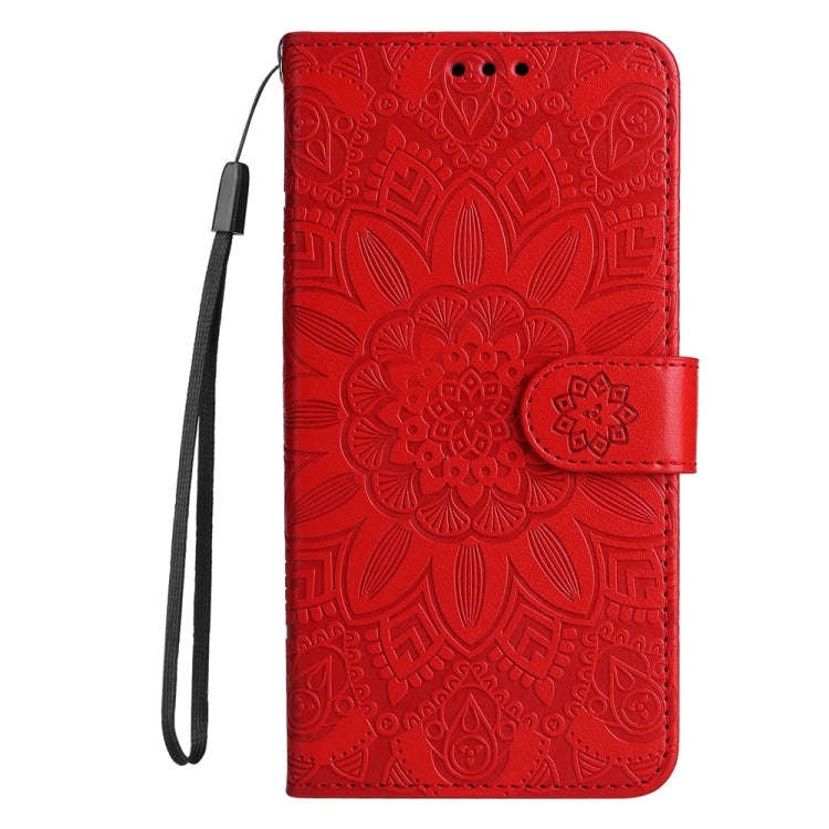 For Honor X6b Embossed Sunflower Leather Phone Case(Red)